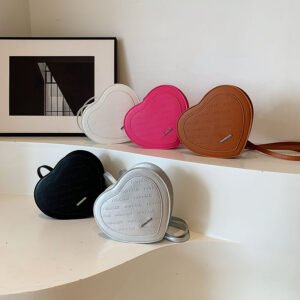 Women's 2023 fashion simple pure color heart small bag Korean version of foreign style shoulder bag