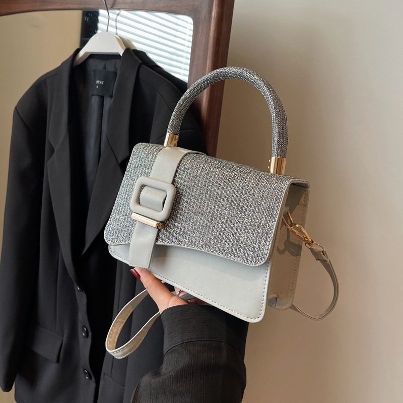 Women's Handbag Splicing Trend New Portable Bag Simple and Fashion One Shoulder Small Square Bag