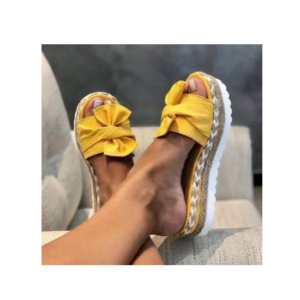 Women's shoes flat with thick bottom rope large size women towed summer new fish mouth bow flower slippers