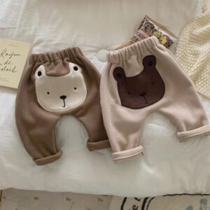 x21203 infant baby cotton pants plush thick warm PP soft pants for kids children winter trousers