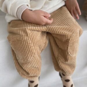 Y107070 Korean Style Toddlers Kids Thicken Corduroy Pants New Winter Pure Color Unisex Baby Children Loose Casual Trousers