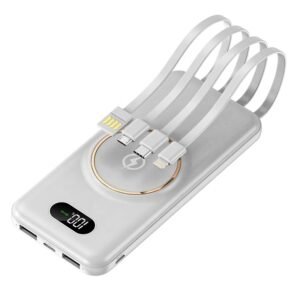 Customized 20000mah Power Bank Built-in 4 cables Power Banks with Qi Wireless Fast Charging