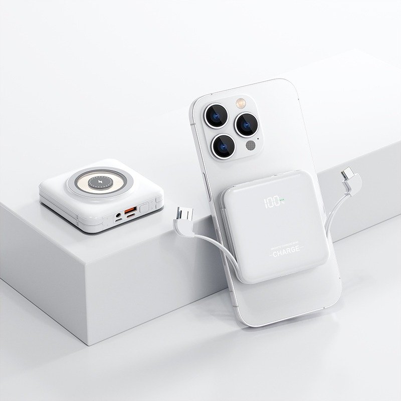 Portable Magnetic Wireless Power Bank 10000mAh with Built in Cable Power Card 10000 mAh