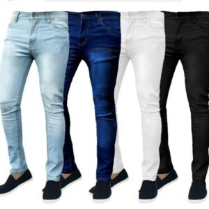Classic Style Men's Zipper Fly Straight Denim Pants Workwear Jean Small Leg Washed Skinny Jeans