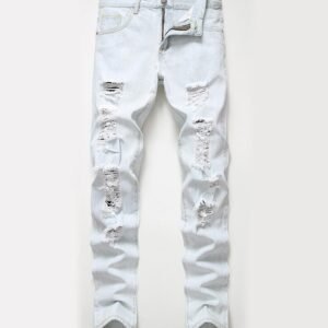 Custom Embroidered Jeans Tapered Mens Scratch Denim Pants Fit Slim Skinny Jeans Men Biker Jeans