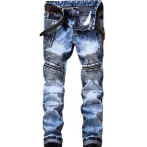 Fashion Hip Hop Streetwear Skinny Ripped Damage Trousers Scratch Distressed Denim Mens Designer Snowflake Hole Jeans