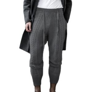 Fashion Lace-up Zipper Little Feet Pants For Men Drawstring Mid Waist Pants Autumn Casual Men Slim Knitted Cropped Trousers