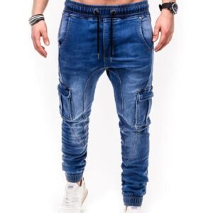 Fashion Street Tapered Pants Jeans Slim Fit Men's Casual Sports Stacked Drawstring Jeans Mens Stacked Sweatpants