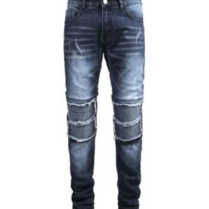 High Quality Men Jeans Patched Ripped Distressed Slim Fit Jeans For Man Denim Trousers Pants