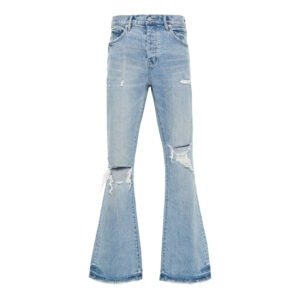High Quality Men's Casual Blue Distressed Vintage Wash Jeans Trousers Men Custom Flares Denim Pants Jeans