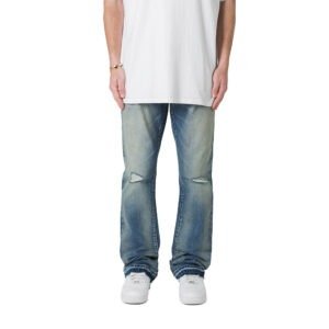 High Quality Men's Casual Blue Vintage Wash Jeans Monkey Wash Men Custom Flares Denim Pants Jeans