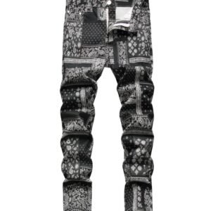 High quality wholesales Printed stretch jeans casual slim trousers Men's 3D pattern Printing Nightclub Jeans Pants