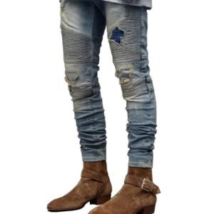 High Street Fashion Men Jeans Denim Men's Trousers Pants With Ripped Holes Designer Slim Jeans Wholesale Price