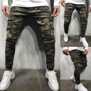 Manufacturer casual camo denim pants camouflage colored cargo pocket jeans men custom stacked jeans