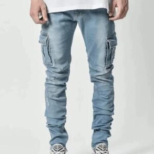 Men Jeans Pants Casual Cotton Denim Trousers Multi Pocket Cargo Jeans New Fashion customized Pants Side Pocket