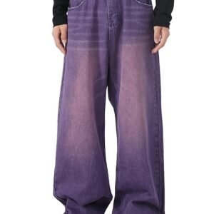 Men's Jeans Loose Fit Pants Y2K Hip Hop Jeans Casual Solid Jeans 90s Vintage Cargo Denim Pants