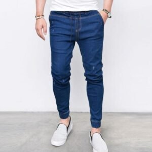 New Fashion Men Skinny Jeans Long Pant Denim Biker Pocket Stretch Black Work Trousers Hip Hop Pants