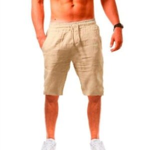 New Mens Cotton Linen Shorts Pants Summer Male Breathable Solid Color Linen Trousers Streetwear Size S-4XL Shorts