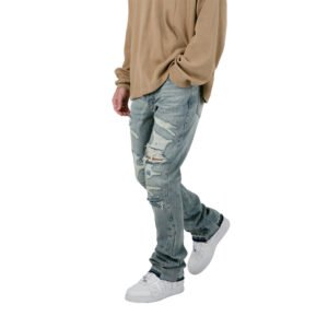 New Style Men's Casual Blue Distressed Vintage Wash Jeans Trousers Men Custom Flares Denim Pants Jeans