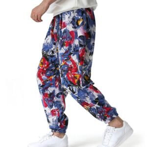 Summer cotton and linen shorts men's hip hop casual pants loose lantern pants youth wide leg pants men