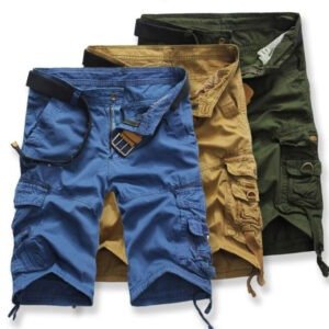 Summer New Mens Overalls Shorts Straight Casual Cargo Shorts Men Multi-Pocket Loose Five-Point Shorts For Male