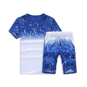 Summer Short-sleeved Sports Suit Printed Breathable Sweatsuit Tracksuit for Men Gradient Color Special Printed Men's Sets