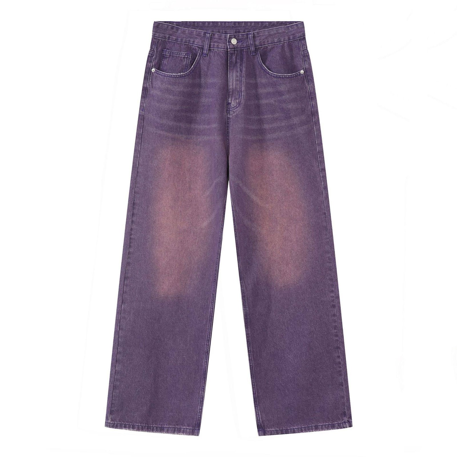 vintage colourful wide leg trousers jeans for men loose washed white purple straight jeans men