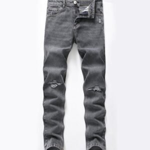 Wholesale Supplier Custom Logo Jeans Men's Ripped Denim Slim Baggy Stacked Trousers Skinny Jeans Pants For Men