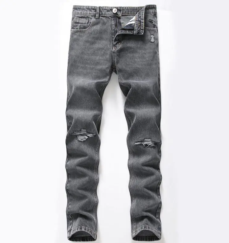 Wholesale Supplier Custom Logo Jeans Men's Ripped Denim Slim Baggy Stacked Trousers Skinny Jeans Pants For Men